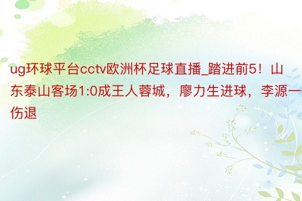 ug环球平台cctv欧洲杯足球直播_踏进前5！山东泰山客场1:0成王人蓉城，廖力生进球，李源一伤退