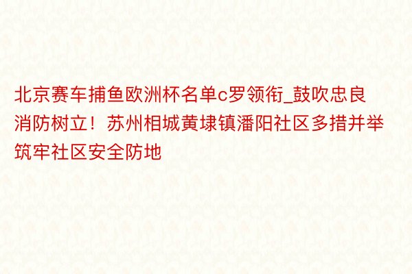 北京赛车捕鱼欧洲杯名单c罗领衔_鼓吹忠良消防树立！苏州相城黄埭镇潘阳社区多措并举筑牢社区安全防地