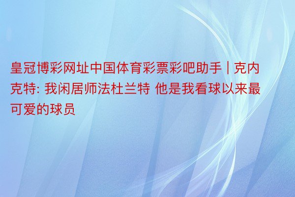 皇冠博彩网址中国体育彩票彩吧助手 | 克内克特: 我闲居师法杜兰特 他是我看球以来最可爱的球员