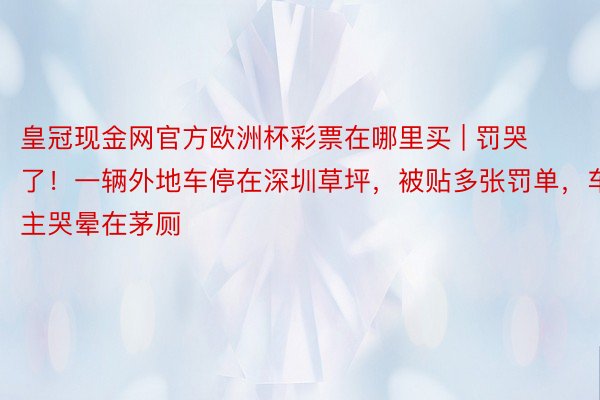 皇冠现金网官方欧洲杯彩票在哪里买 | 罚哭了！一辆外地车停在深圳草坪，被贴多张罚单，车主哭晕在茅厕